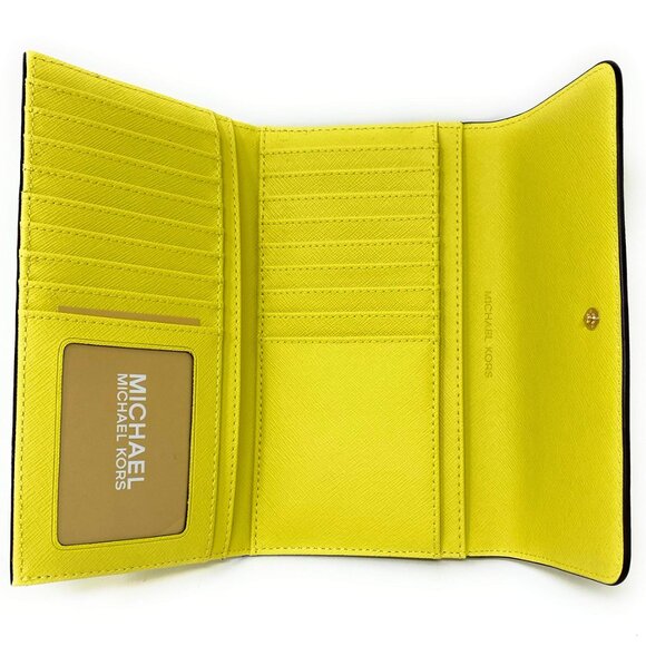 Michael Kors Jet Set Travel Large Trifold Wallet Sun Shine NWT - Picture 8 of 8